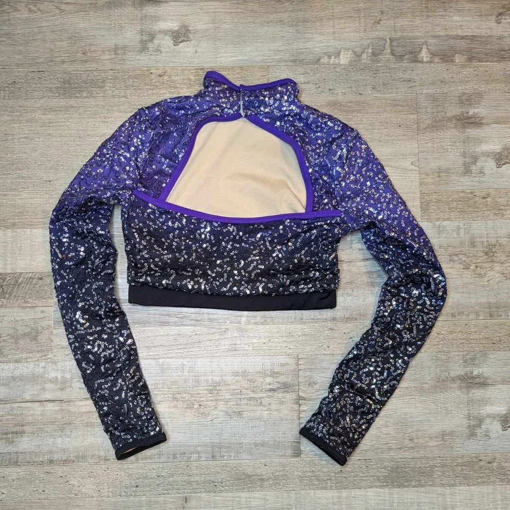 💜 Balera Performance Crop Top – Ombre Sequin (Child Medium)